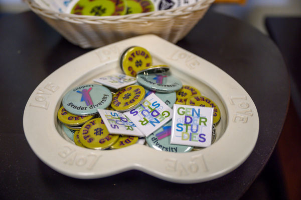 GS buttons in a heart-shaped bowl