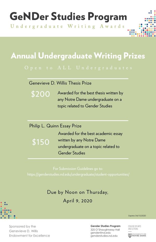 Writing Awards Undergraduate 2020